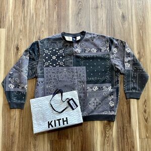 Kith Deconstructed Bandana Crewneck Sweatshirt, Black, XXL